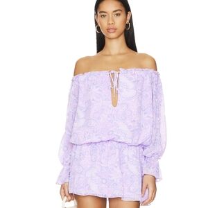 Lovers & Friends Revolve Keoni lavender Paisley retro pattern ruffle mini dress